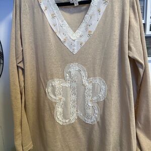 #160 POL Cream Lace Detail Top